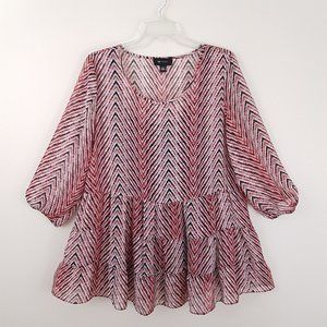 AB Studio Semi-Sheer Ruffled Top, lining